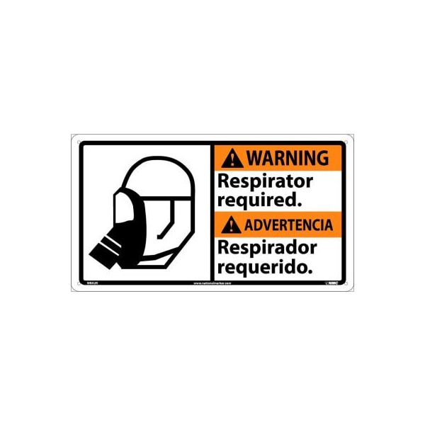 Bilingual Plastic Sign - Warning Respirator Required